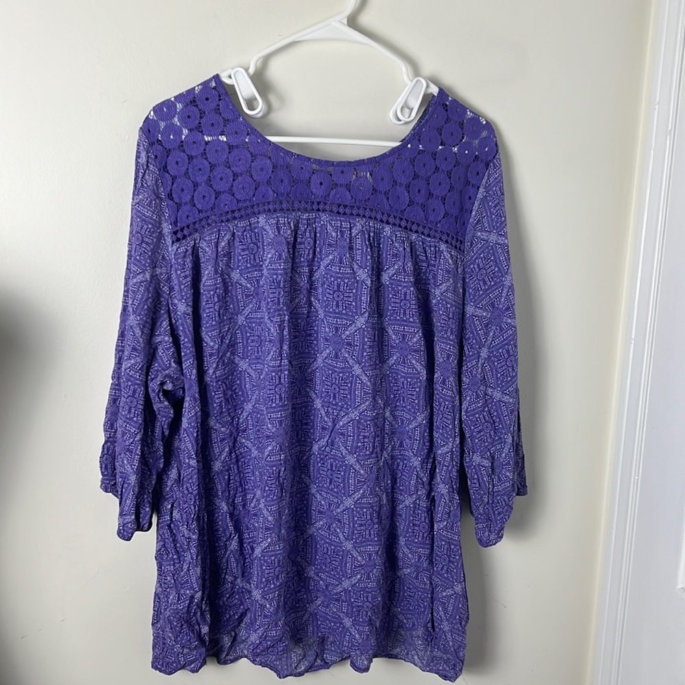 DC Jeans Boho Purple Aztec Print Relaxed Top Size 2X